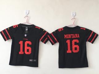 Youth San Francisco 49ers 16 Joe Montana Football Jersey Legend Black