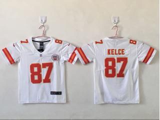 Youth Kansas City Chiefs 87 Travis Kelce Football Jersey Legend White