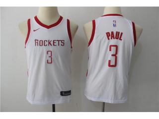 Youth 2017 -2018 Nike Houston Rockets 3 Chris Paul Basketball Jersey White Fan Edition