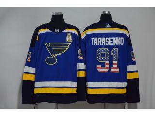 Adidas St. Louis Blues 91 Vladimir Tarasenko Ice Hockey Jersey Blue National flag