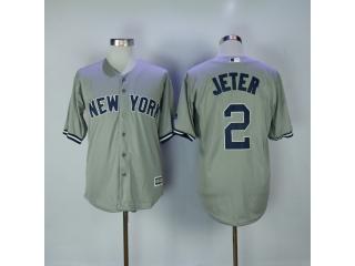New York Yankees 2 Derek Jeter Baseball Jersey Gray Fan version