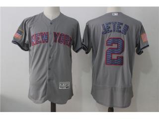 New York Yankees 2 Derek Jeter Flexbase Baseball Jersey Gray stars