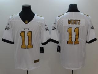 Philadelphia Eagles 11 Carson Wentz Football Jersey Legend White Gold Word