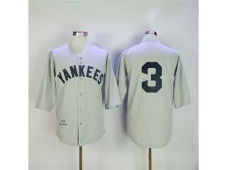 New York Yankees 3 Babe Ruth Baseball Jersey Gray Retro