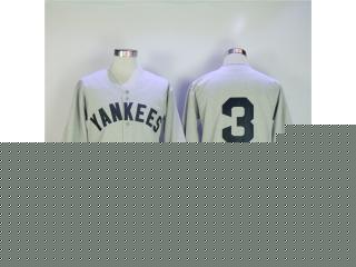 New York Yankees 3 Babe Ruth Baseball Jersey Gray Retro