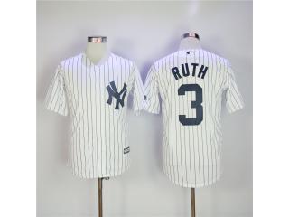 New York Yankees 3 Babe Ruth Baseball Jersey White Fan version