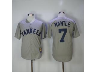New York Yankees 7 Mickey Mantle Baseball Jersey Gray Retro