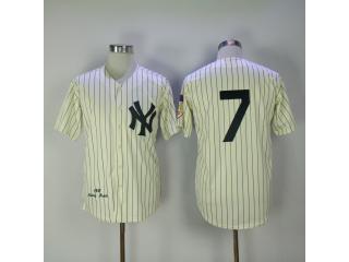 New York Yankees 7 Mickey Mantle Baseball Jersey Beige Retro