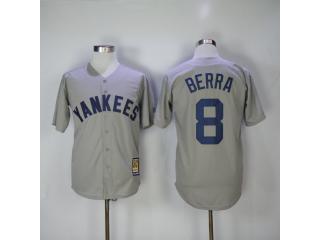 New York Yankees 8 Yogi Berra Baseball Jersey Gray Retro