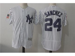 New York Yankees 24 Gary Sanchez Flexbase Baseball Jersey White stars