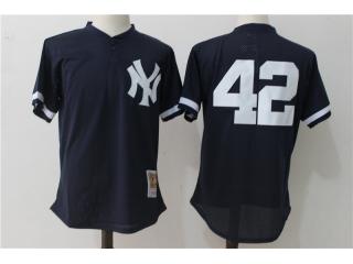 New York Yankees 42 Mariano Rivera Baseball Jersey deep blue and retro cave cloth