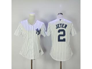 Women New York Yankees 2 Derek Jeter Baseball Jersey White