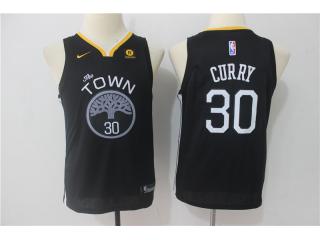 Youth 2017-2018 Nike Golden State Warrior 30 Stephen Curry Basketball Jersey Black Fan Edition