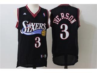 Philadelphia 76ers 3 Allen Iverson Basketball Jersey Black