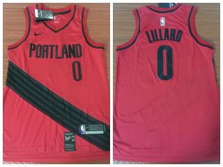 Nike Portland Trail Blaze 0 Damian Lillard Basketball Jersey Red Fan Edition