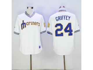 Seattle Mariners 24 Ken Griffey Baseball Jersey White Retro