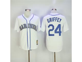 Seattle Mariners 24 Ken Griffey Baseball Jersey White Retro