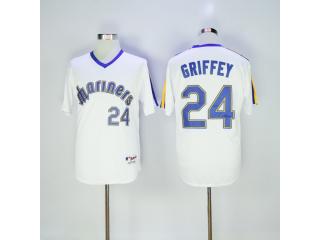 Seattle Mariners 24 Ken Griffey Baseball Jersey White Retro