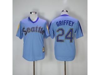Seattle Mariners 24 Ken Griffey Baseball Jersey Blue Retro
