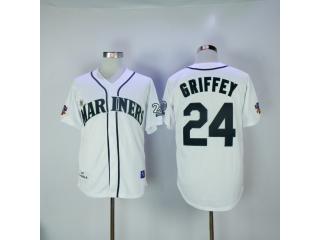 Seattle Mariners 24 Ken Griffey Baseball Jersey White Retro