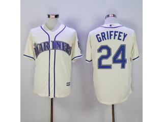 Seattle Mariners 24 Ken Griffey Baseball Jersey Beige