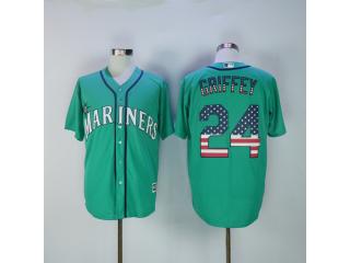 Seattle Mariners 24 Ken Griffey Baseball Jersey Green National flag