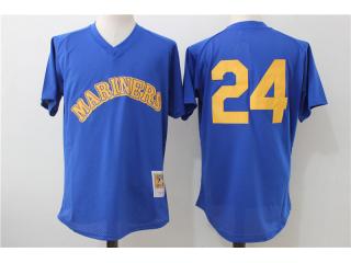 Seattle Mariners 24 Ken Griffey Baseball Jersey Blue retro net eye