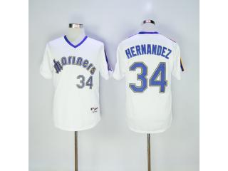 Seattle Mariners 34 Felix Hernandez Baseball Jersey White Retro