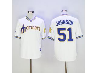 Seattle Mariners 51 Randy Johnson Baseball Jersey White Retro