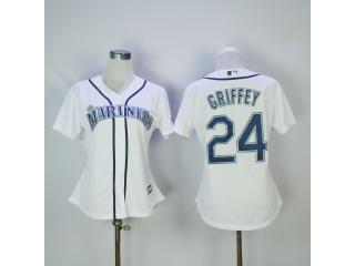 Women Seattle Mariners 24 Ken Griffey Baseball Jersey White Fan version