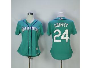 Women Seattle Mariners 24 Ken Griffey Baseball Jersey Green Fan version