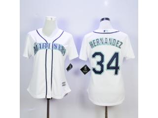 Women Seattle Mariners 34 Felix Hernandez Baseball Jersey White Fan version