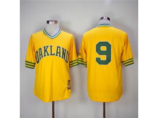 Oakland Athletics 9 Reggie Jackson Baseball Jersey Yellow Retro
