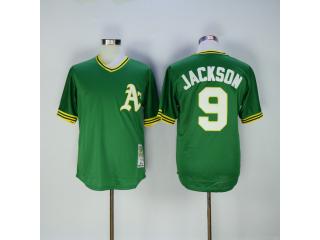 Oakland Athletics 9 Reggie Jackson Baseball Jersey Green Retro