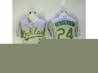 Oakland Athletics 24 Rickey Henderson Baseball Jersey Gray Retro