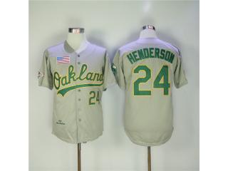 Oakland Athletics 24 Rickey Henderson Baseball Jersey Gray Retro