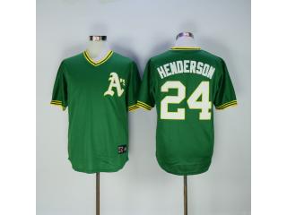 Oakland Athletics 24 Rickey Henderson Baseball Jersey Green Retro