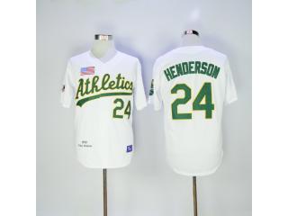 Oakland Athletics 24 Rickey Henderson Baseball Jersey White Retro