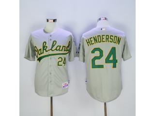 Oakland Athletics 24 Rickey Henderson Baseball Jersey Gray