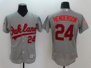 Oakland Athletics 24 Rickey Henderson Flexbase Baseball Jersey Gray