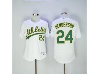 Oakland Athletics 24 Rickey Henderson Flexbase Baseball Jersey White