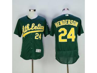 Oakland Athletics 24 Rickey Henderson Flexbase Baseball Jersey Green