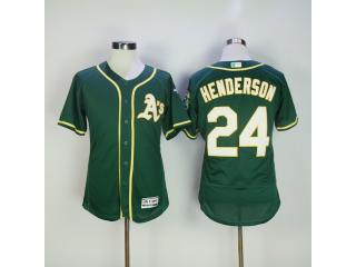 Oakland Athletics 24 Rickey Henderson Flexbase Baseball Jersey Green