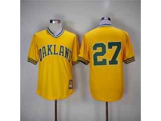 Oakland Athletics 27 Catfish Hunter Baseball Jersey Yellow Retro
