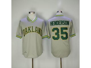 Oakland Athletics 35 Rickey Henderson Baseball Jersey Gray Retro