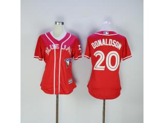 Women Toronto Blue Jays 20 Josh Donaldson Baseball Jersey Red