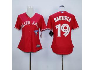 Women Toronto Blue Jays 19 Jose Bautista Baseball Jersey REd