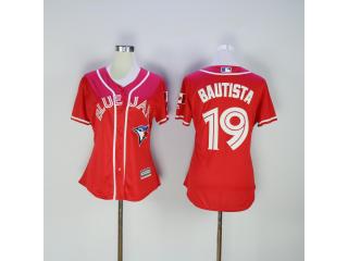 Women Toronto Blue Jays 19 Jose Bautista Baseball Jersey REd