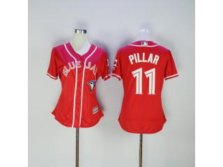 Women Toronto Blue Jays 11 Kevin Pillar Baseball Jersey Red