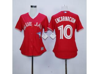 Women Toronto Blue Jays 10 Edwin Encarnacion Baseball Jersey Red